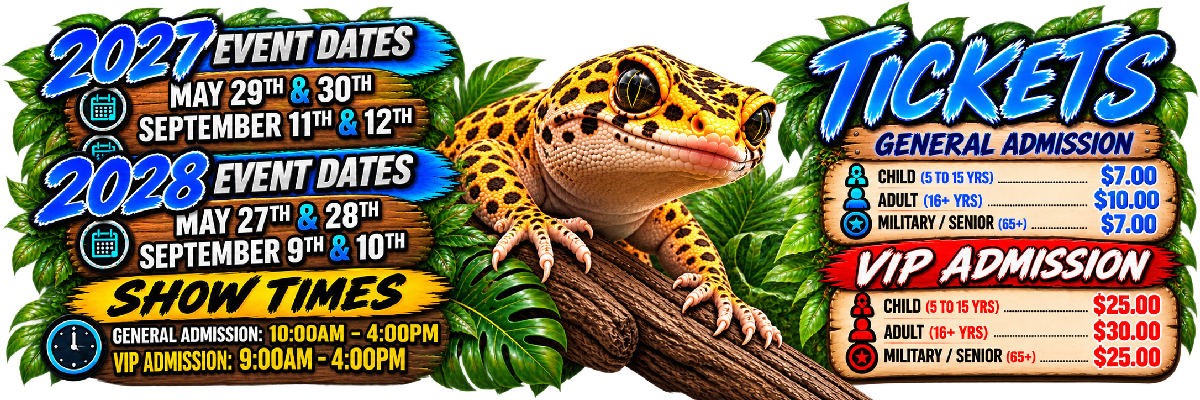 Pittsburgh Mega Reptile Expo May 29-30, 2027 Ticket Prices